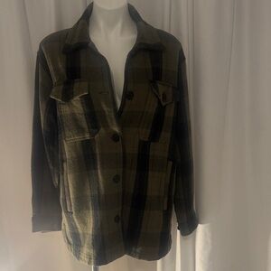 Lucky Brand Plaid Jacket in Olive and Black